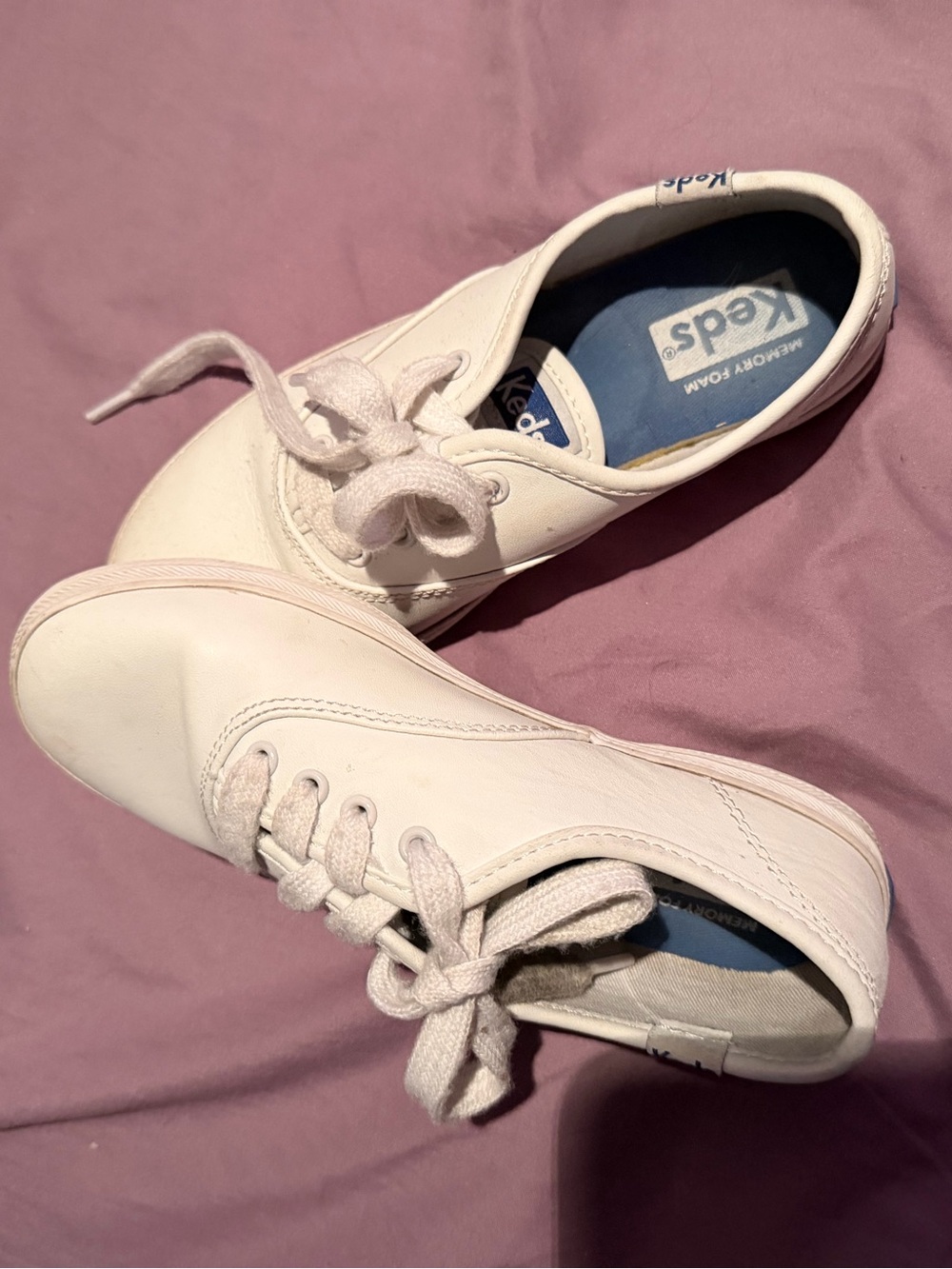Keds White Lace-Up Leather Sneakers
